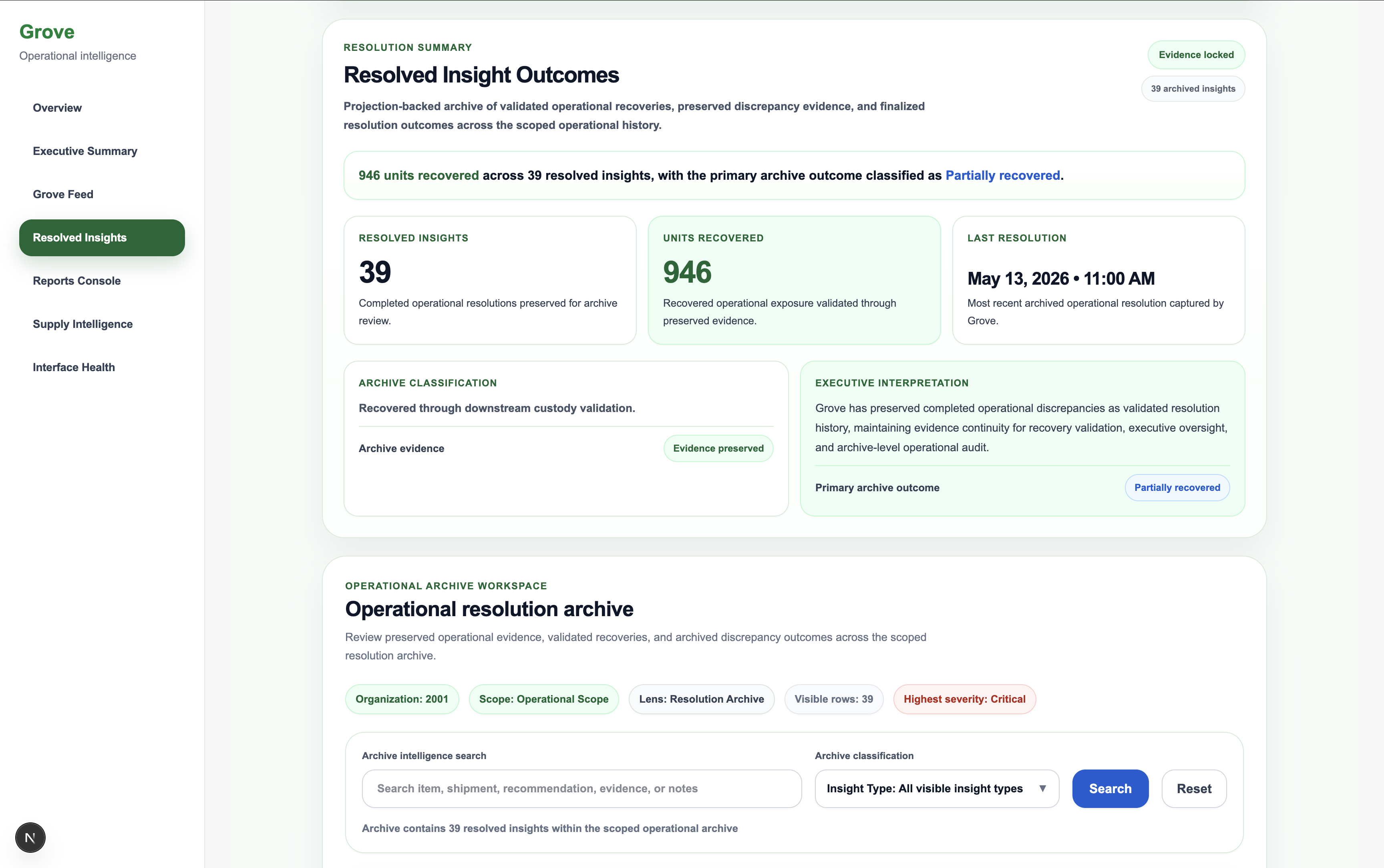Resolved Insights product screenshot